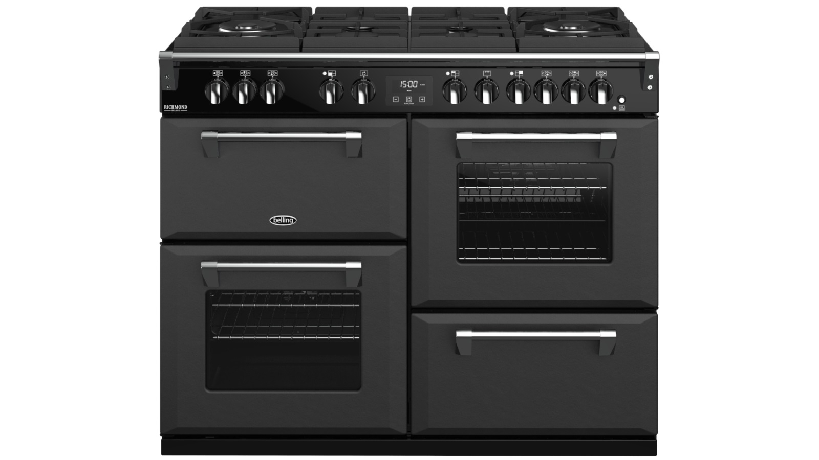 110cm dual fuel range cooker with glass lid