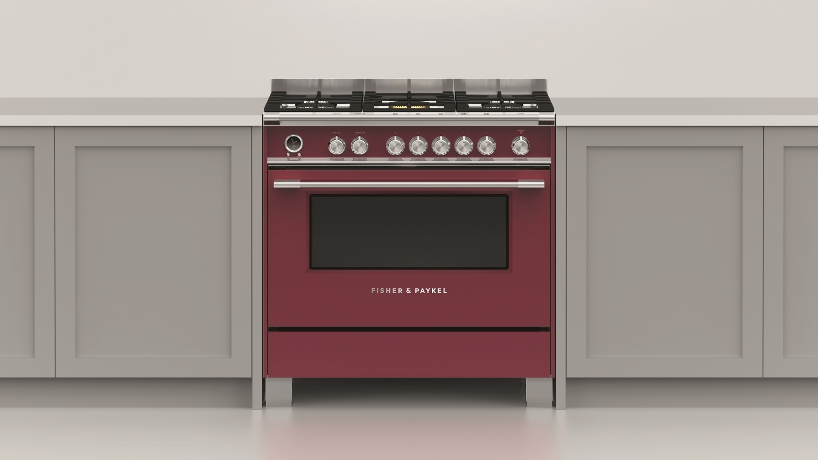 red freestanding cooker