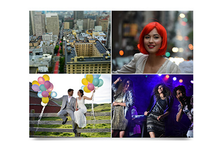 City, red-haired lady, country wedding, disco