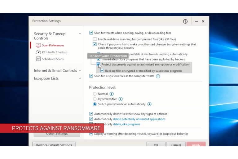 protects against ransomware